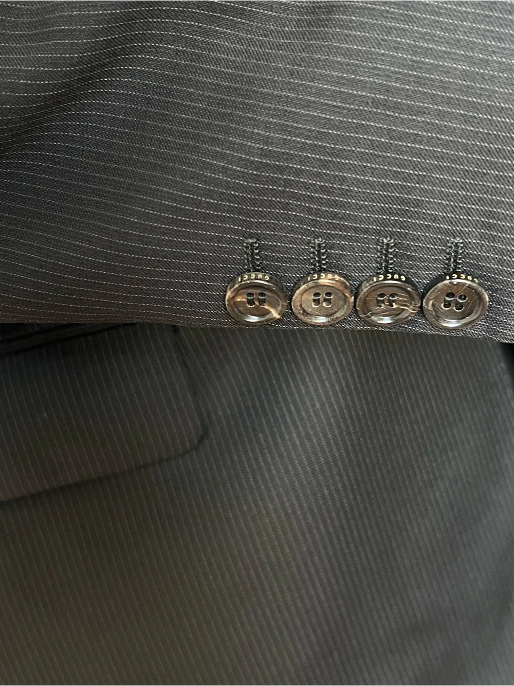 Gucci Men's Black Single-Breasted Pinstripe Blazer